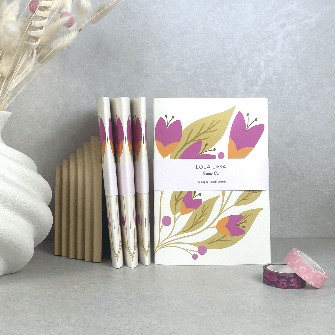 Notebook A5 48 pages, lined, soft cover - Lola Lima Paper Co.