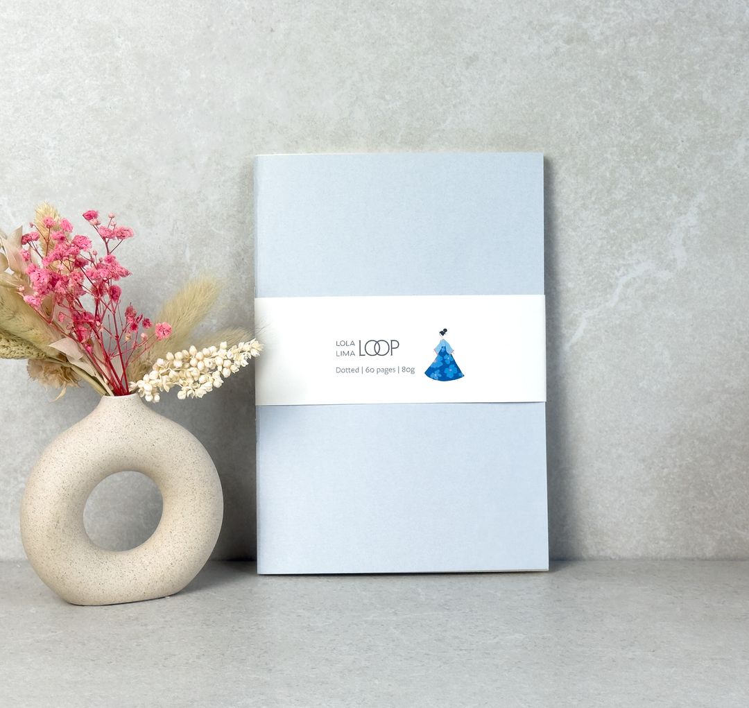 Modular Notebook Loop – A5, 60 pages, blank, pastel gray - Lola Lima Paper Co.